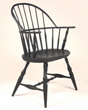 [IMAGE: A Bow-back Windsor arm chair finished in black milk paint]